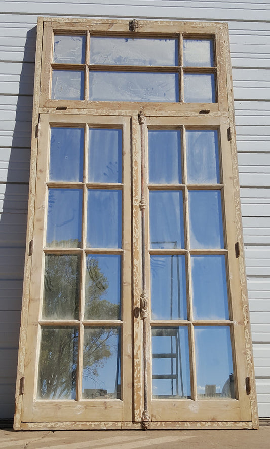 Pair of 8 Pane Mirrored French Windows 
with Transom
