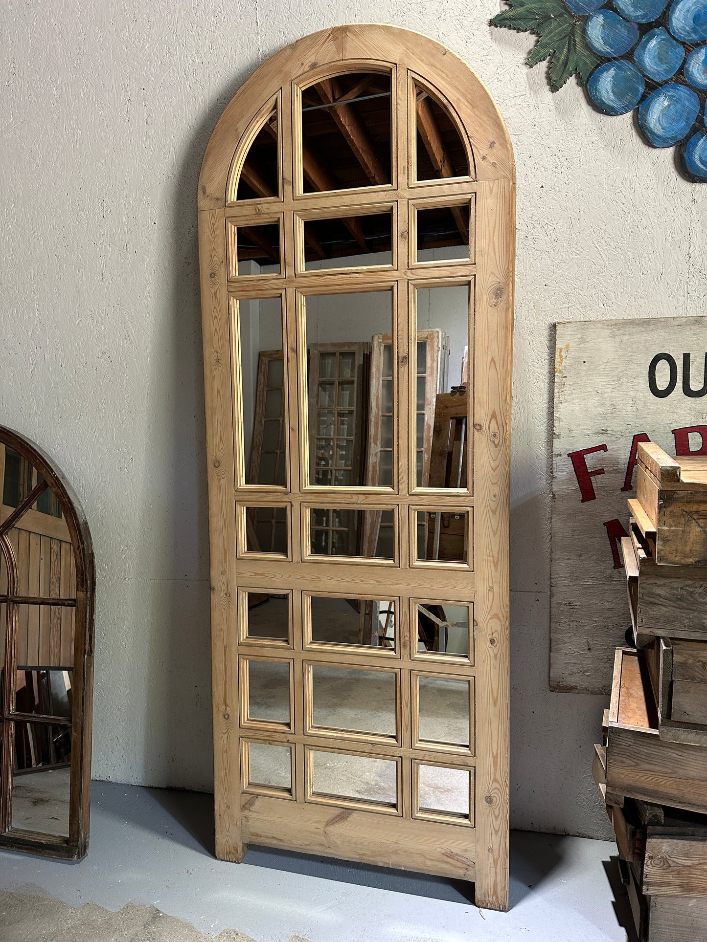 Single Arched Wood and Mirrored Door