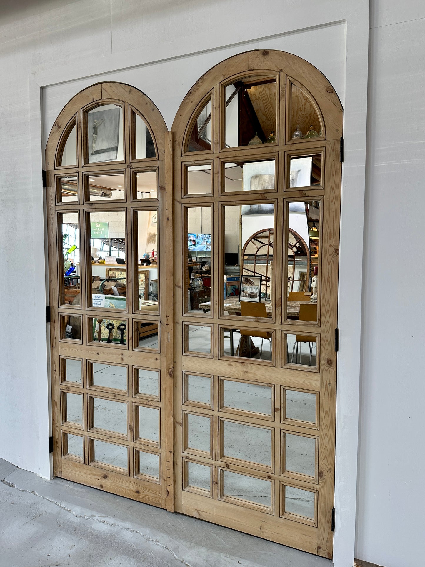 Single Arched Wood and Mirrored Door