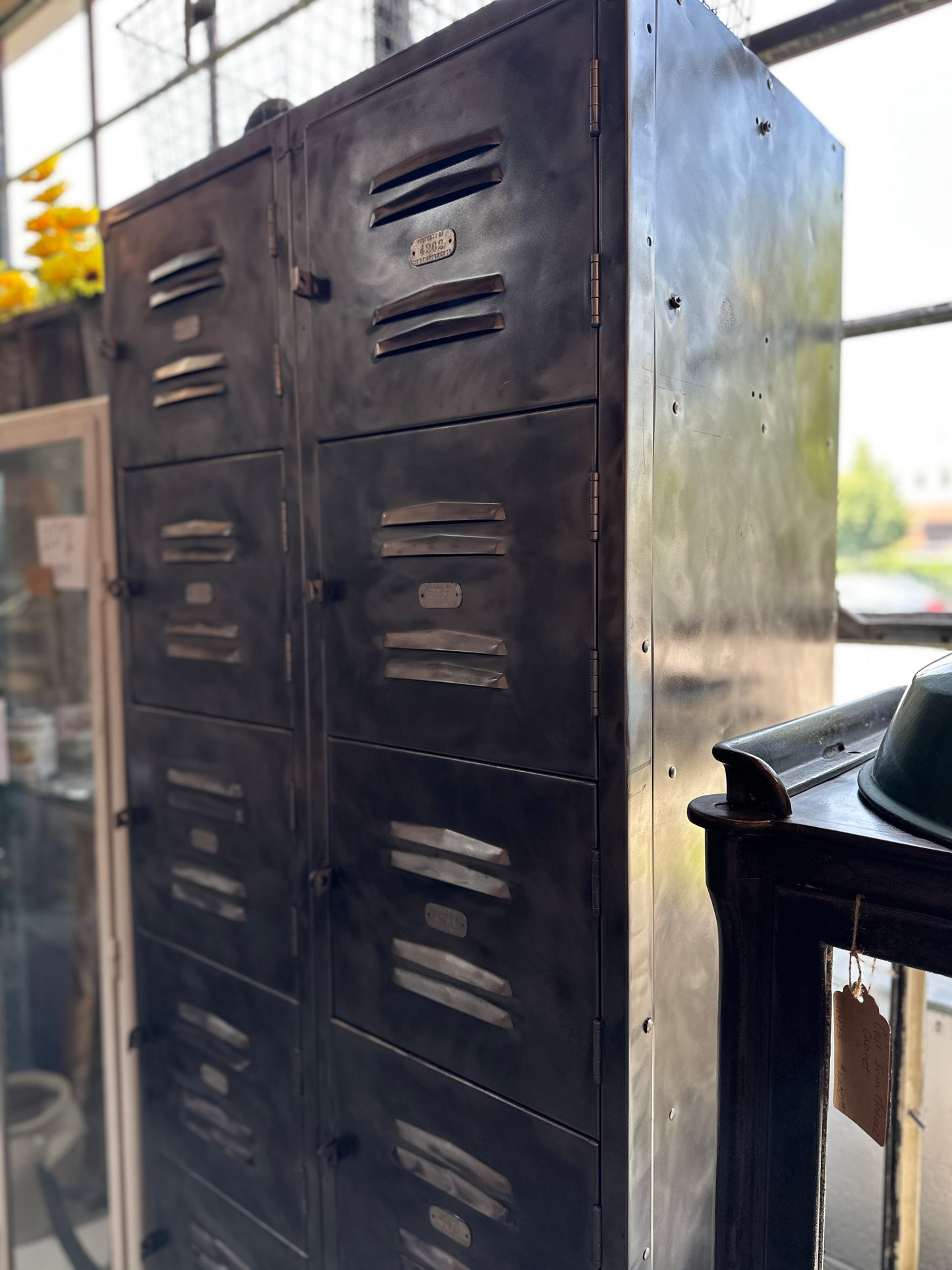 Stripped Metal Lockers with 12 Cubbies