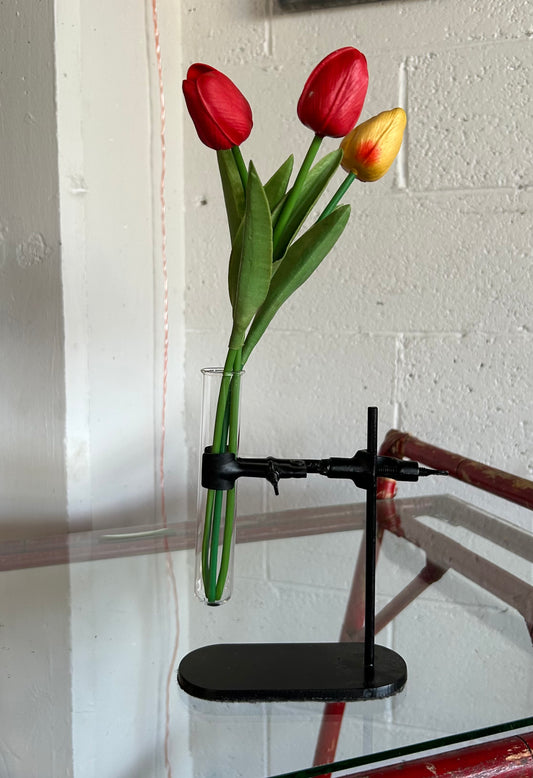 Test Tube Clamp Bud Vase on Steel Stand
