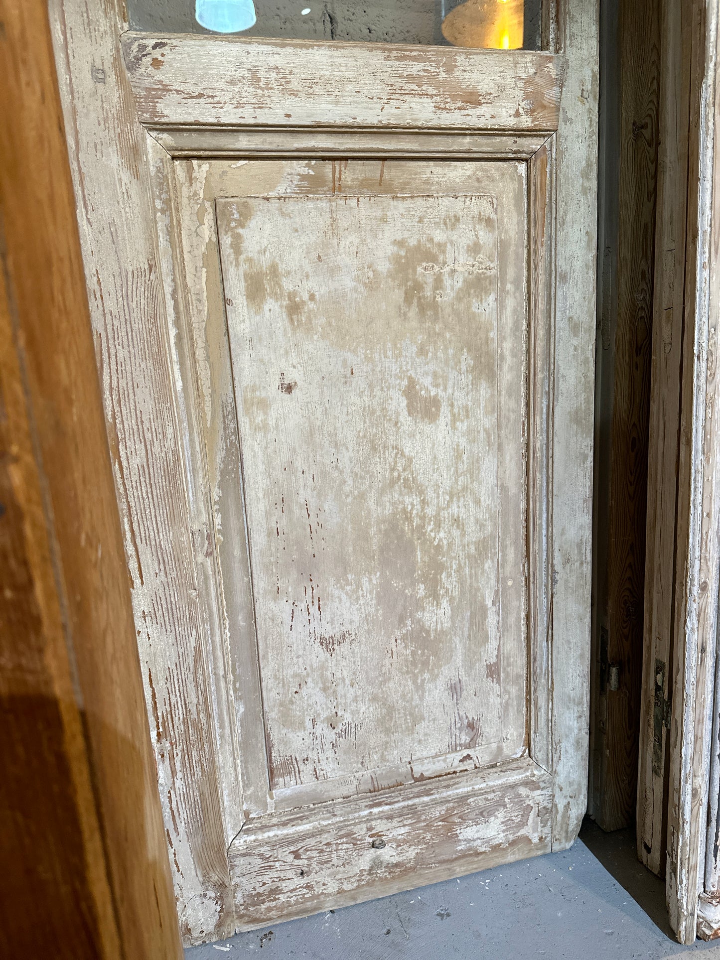 Pair of 4 Lite Stripped Wood French Antique Doors