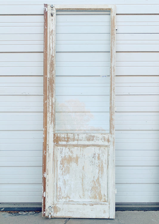 White Half Lite Glass Wood Single Door