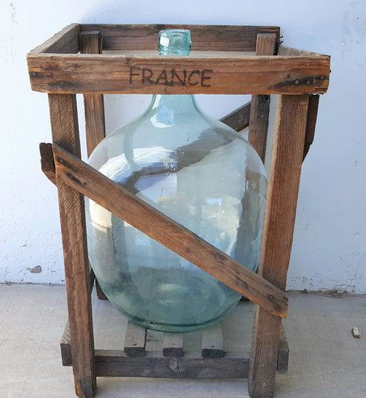 French Wine Bottle in Crate