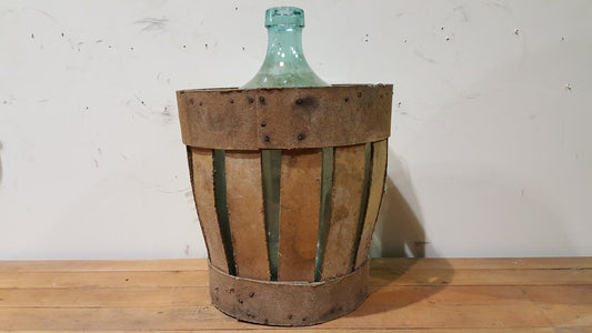 Clear Green Glass Demijohn Bottle