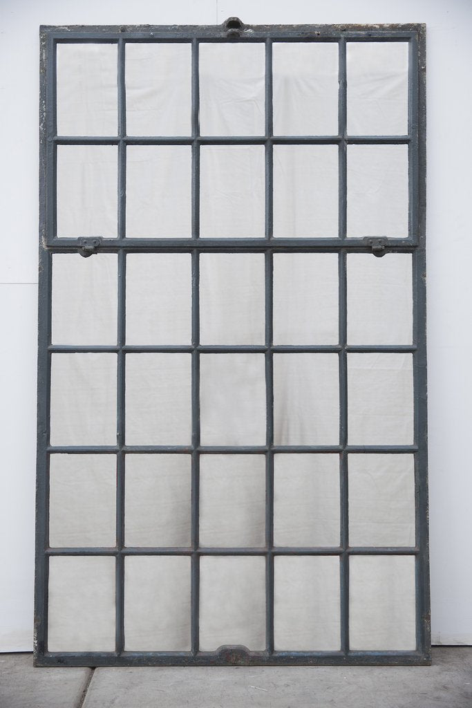 30 Pane Repurposed Industrial Iron Mirror