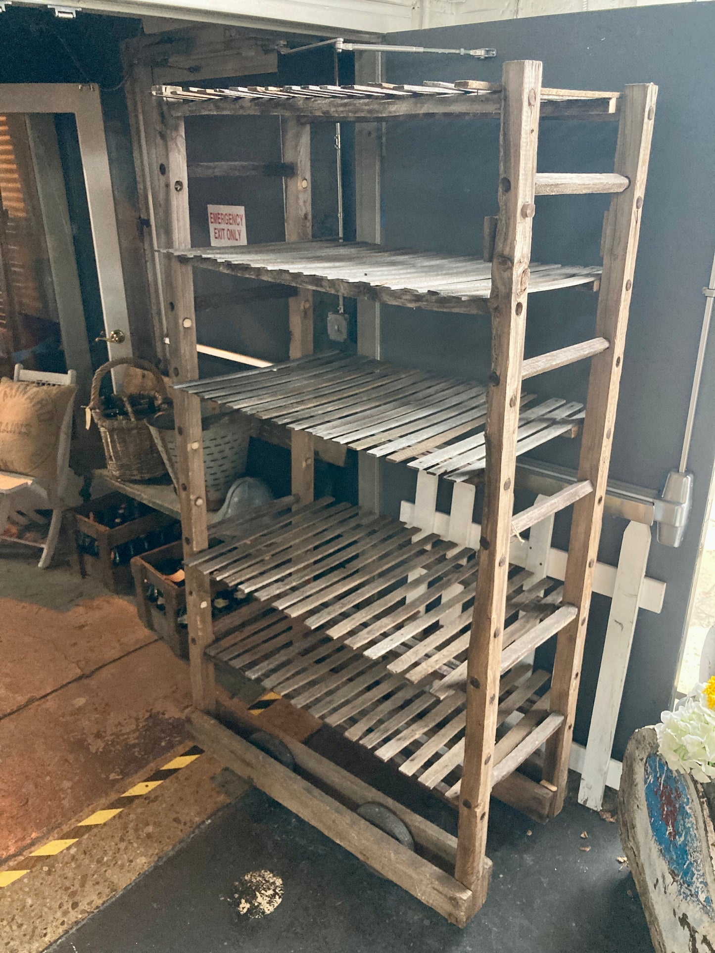 Large Wooden Shelf Rack on Wheels