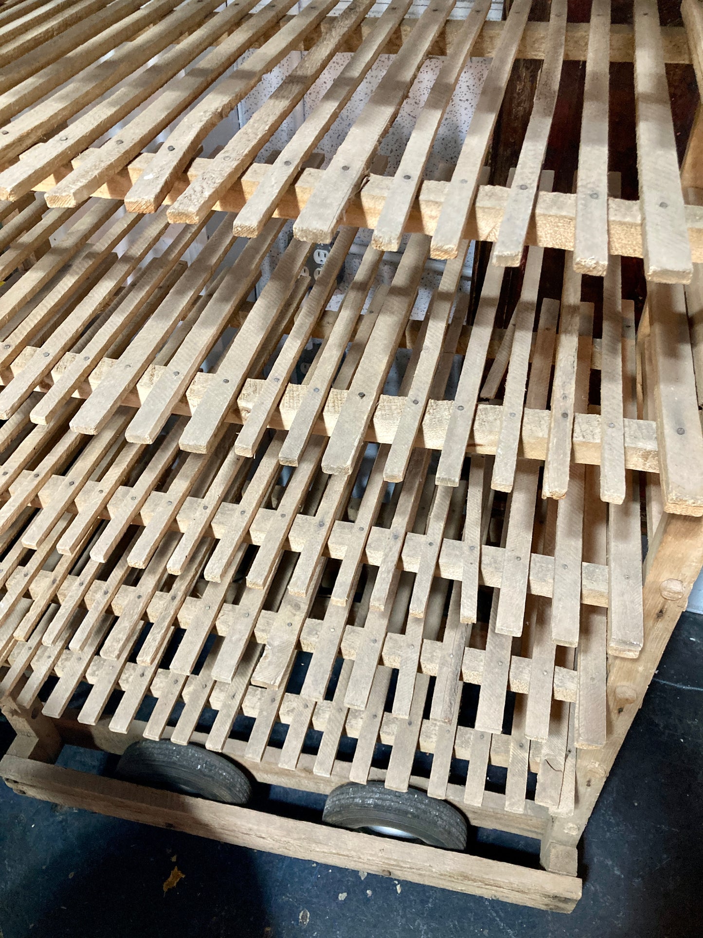 Large Wooden Shelf Rack on Wheels