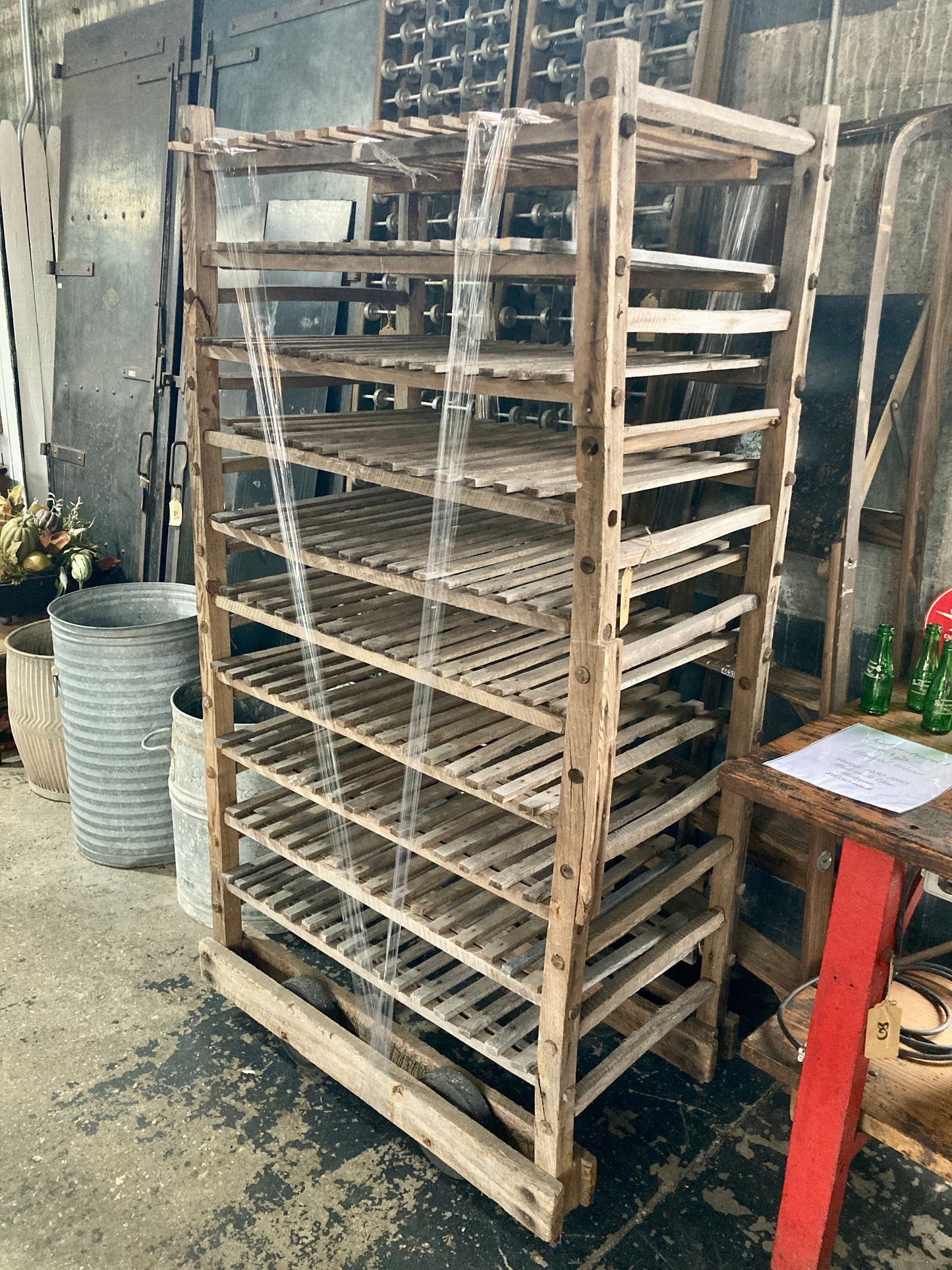 Large Wooden Shelf Rack on Wheels
