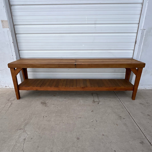 Industrial Slatted Wood Work Table / Island