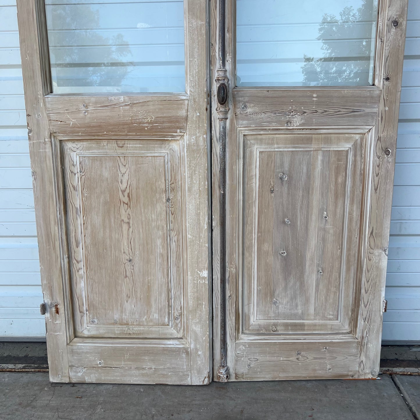 Pair of Washed Wood French Doors w/6 Lites