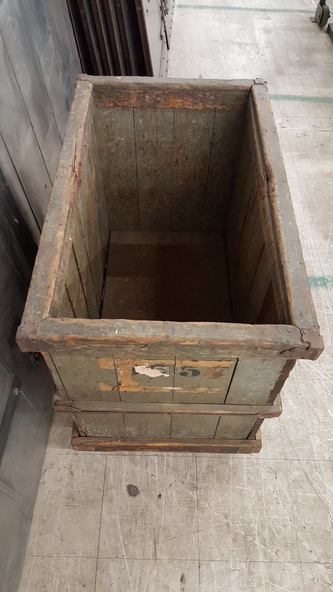 Large Rolling Wood Crate Marked "8557"