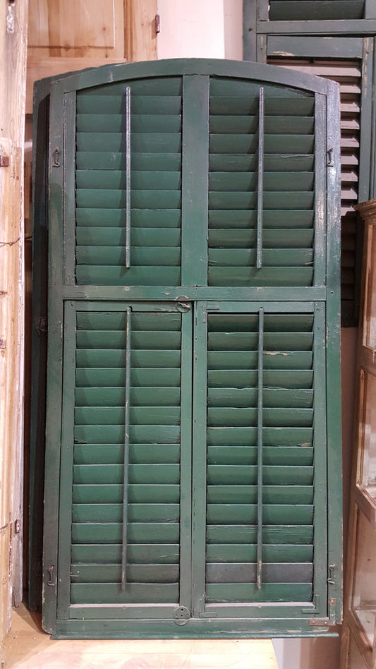 Wood French Shutters Painted Green