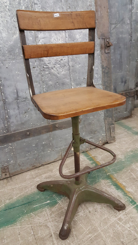 Wood and Metal Barstool with Footrest