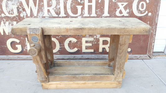 Antique Work Table with Vise