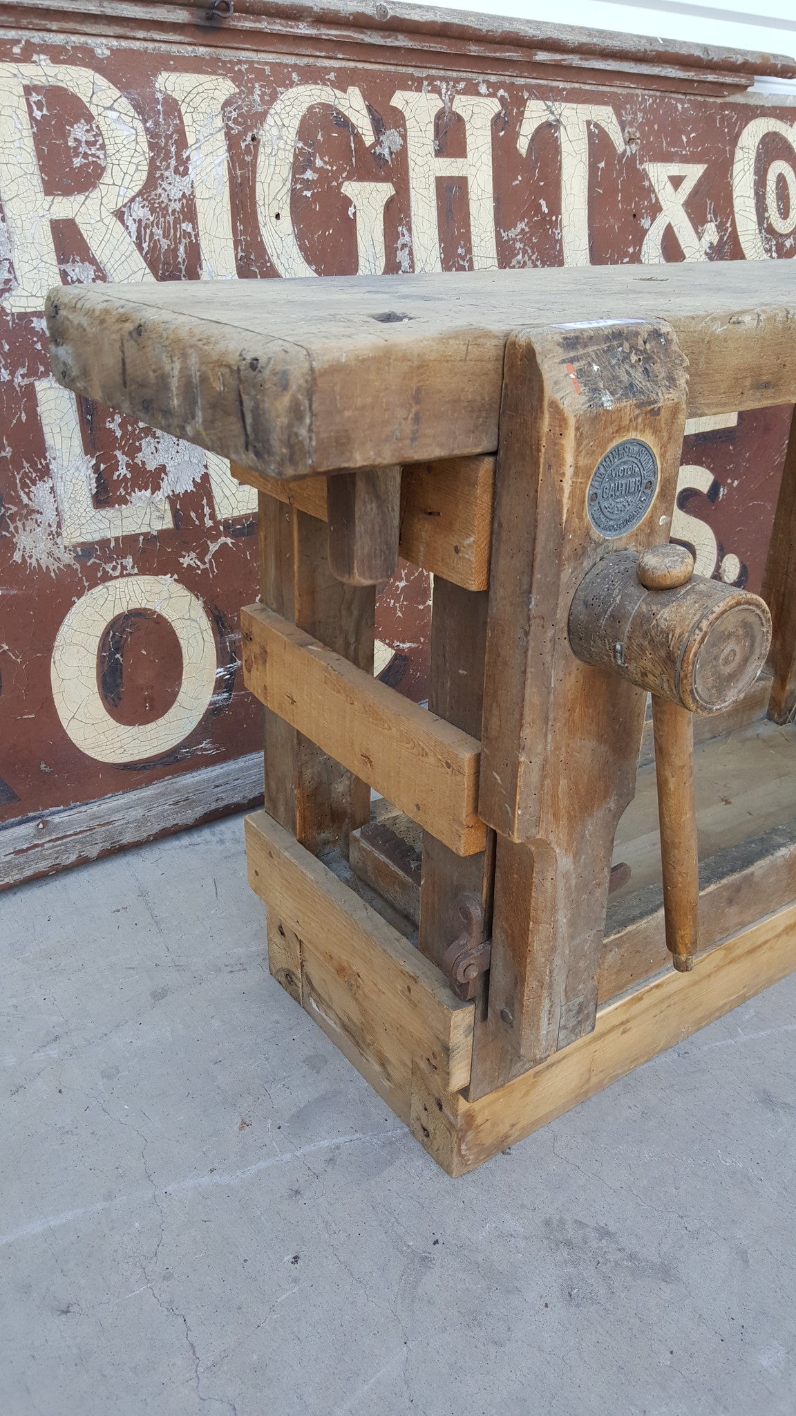 Antique Work Table with Vise