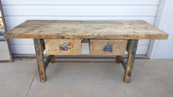 2 Drawer Natural Wood Island Work Table, c.1880 France