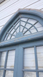 Pair of 2 Panel 6 Lite Blue Antique Doors  with Spiderweb Transom