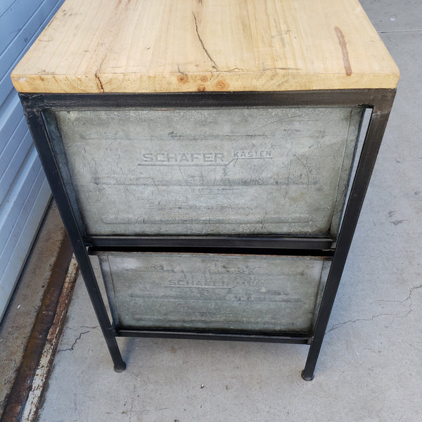 8 Drawer Iron Sideboard/Console with Wood Top