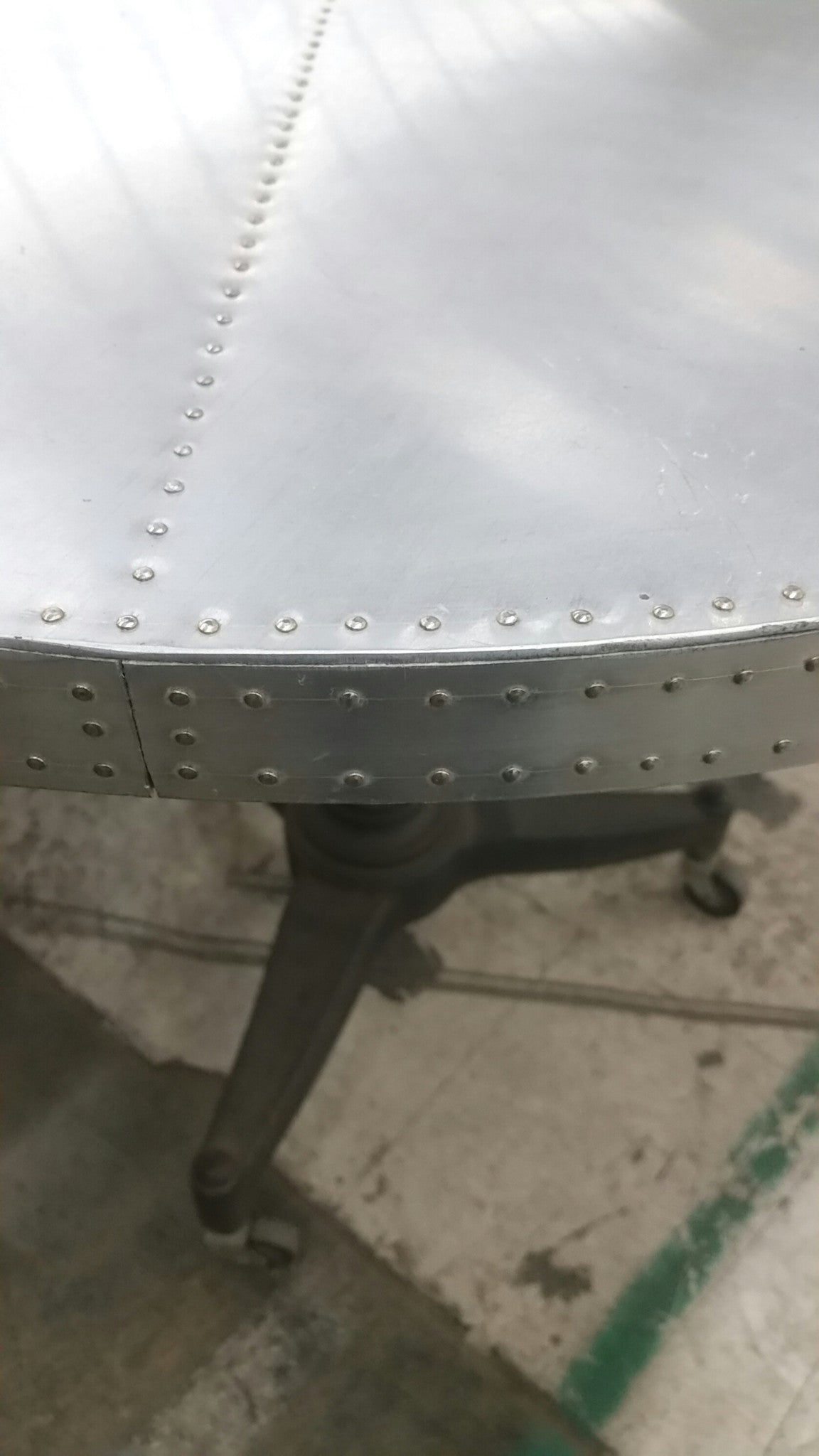 Iron Base Side Table with Stainless Steel Riveted Top