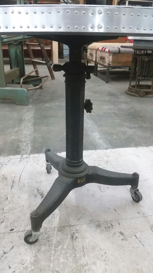 Iron Base Side Table with Stainless Steel Riveted Top