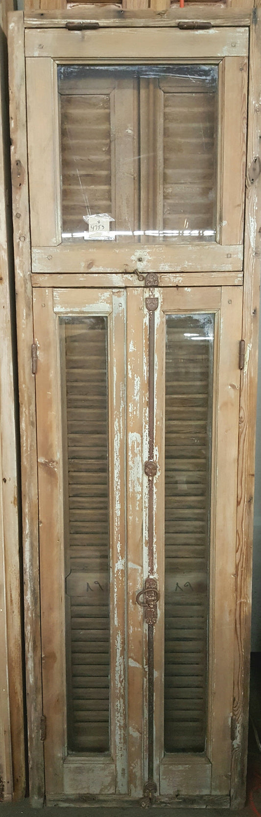 Rectangle Single Pane Window with Transom and Shutter Set