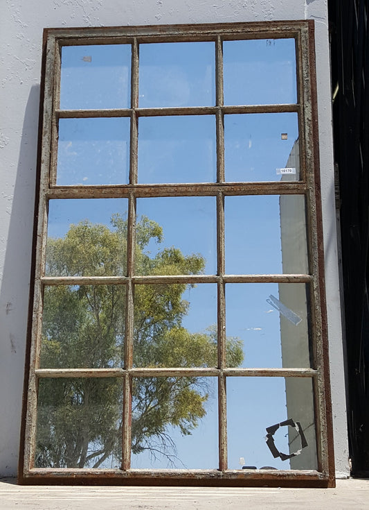 15 Pane Repurposed Rectangle Iron Mirror
