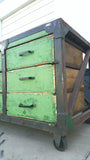 Industrial 9 Drawer Green Cabinet