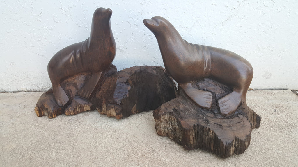 Carved Ironwood Seal Decor