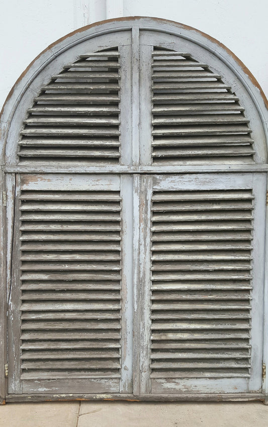 Painted French Shutter with Half-Round Transom