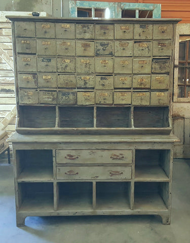 Antique Hardware Cabinet with 40 Drawers (2 Piece)