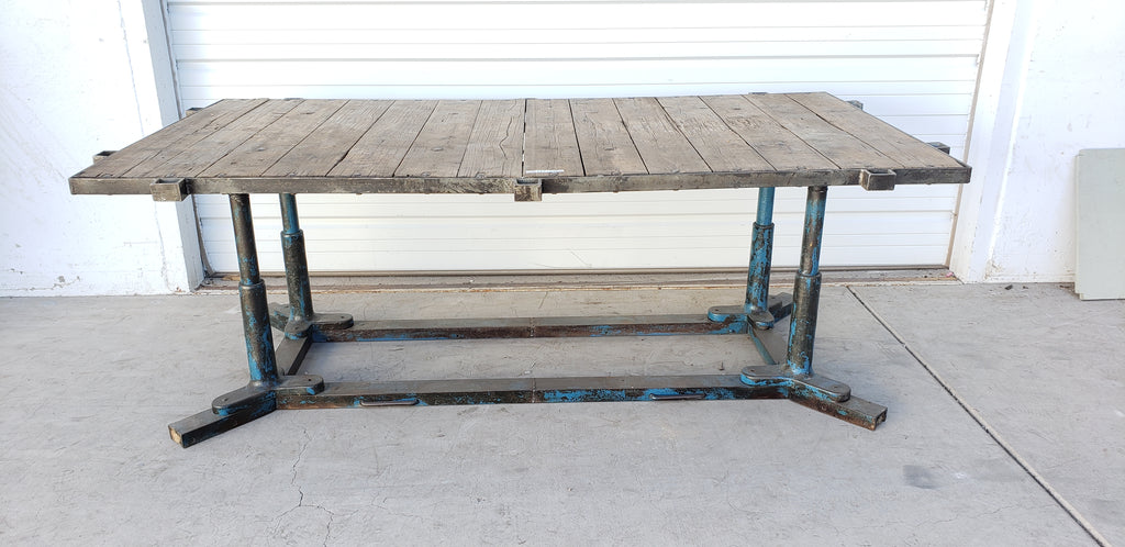 Industrial Table with Blue Legs