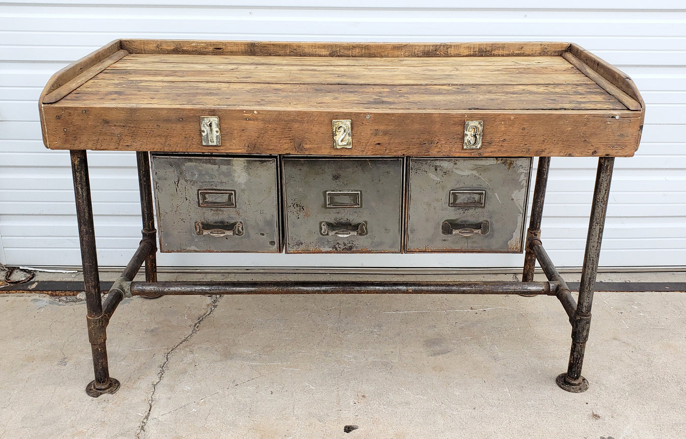Industrial 3 Drawer Work Table – Antiquities Warehouse of Grand Traverse