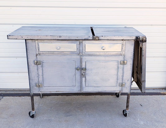 Stripped Stainless Medical Table/Cabinet