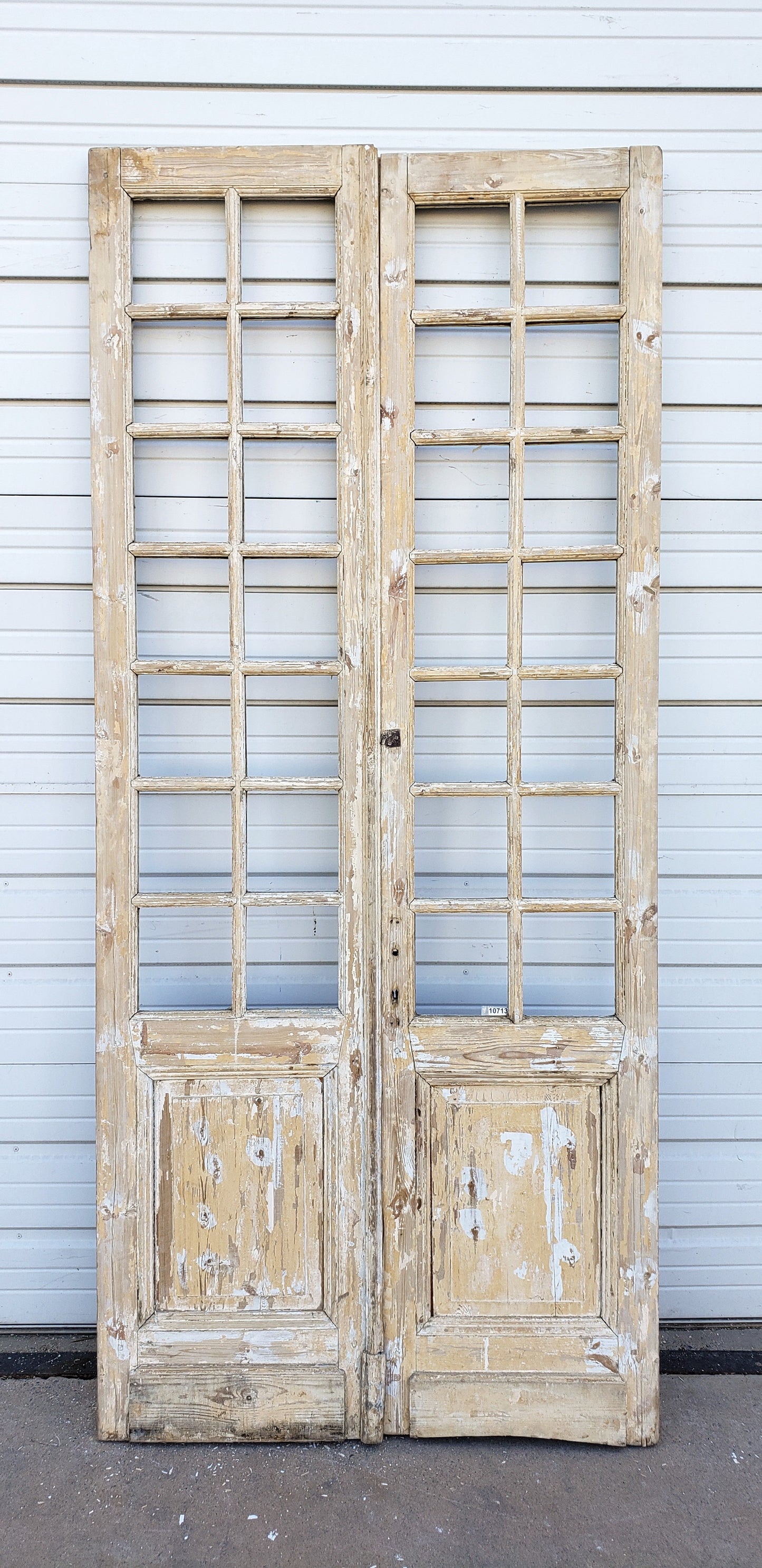 Pair of 14 Lite French Antique Doors (No Glass)