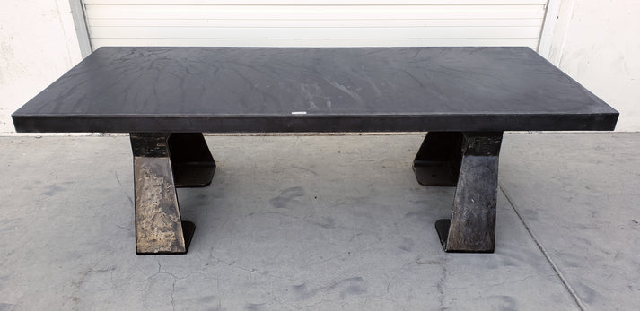 Steel Dining Table with Cast Iron Legs