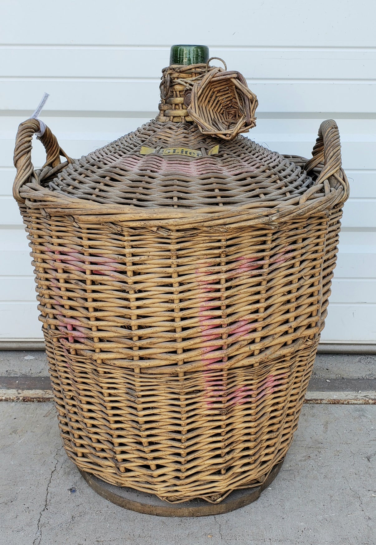 Glass Demijohn Wine Bottle in Wicker Basket