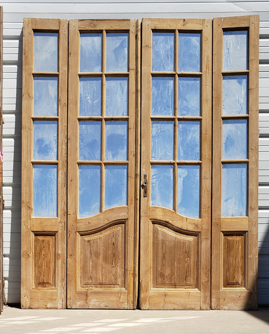 Set of 4 Wood French Doors with 8 Mirrored Panes
