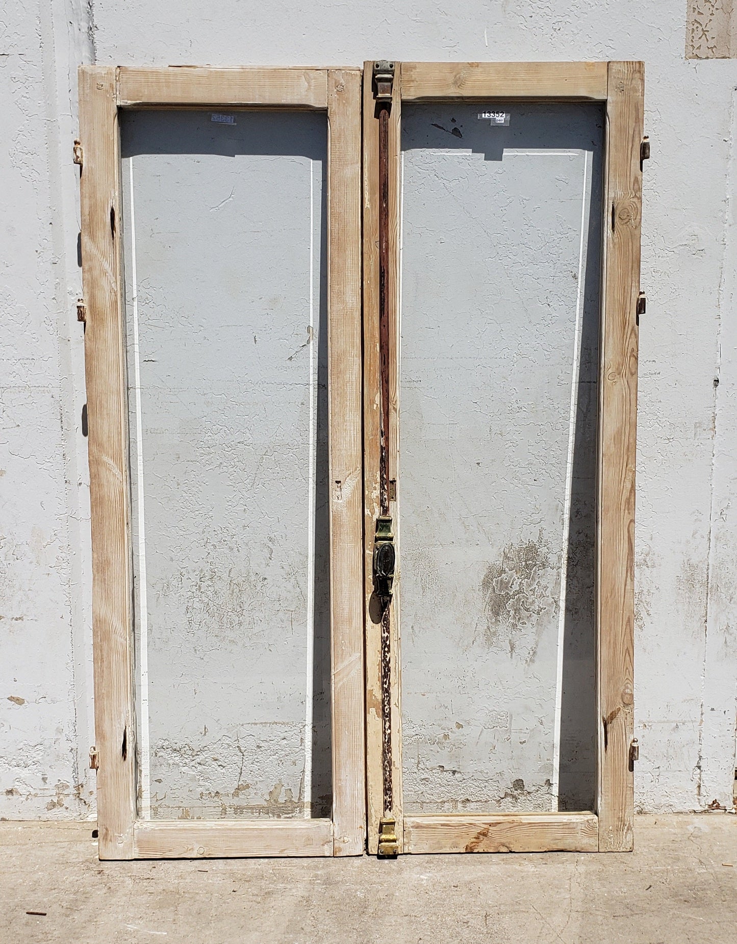 Pair of Rectangle Washed Wood Windows