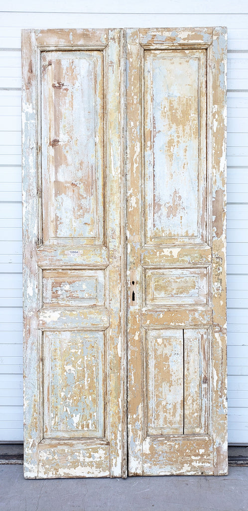 Pair of 3 Panel Natural Wood Doors