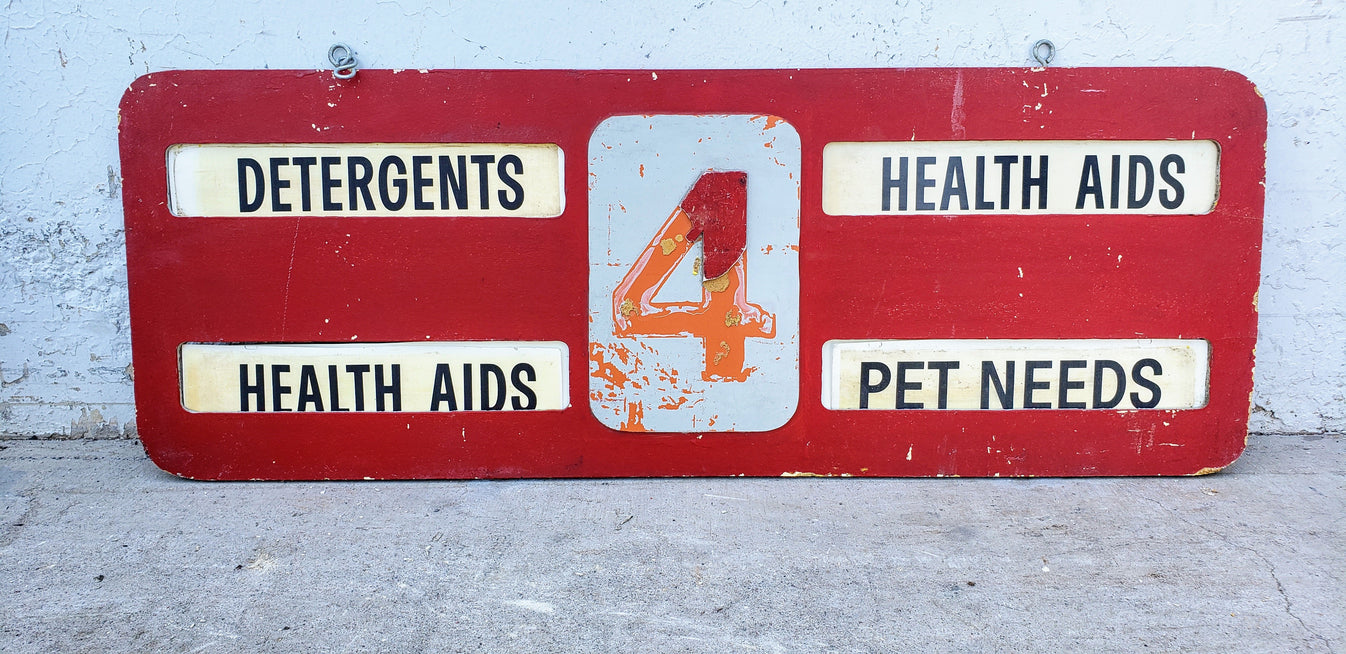 Wooden Aisle 4 Sign