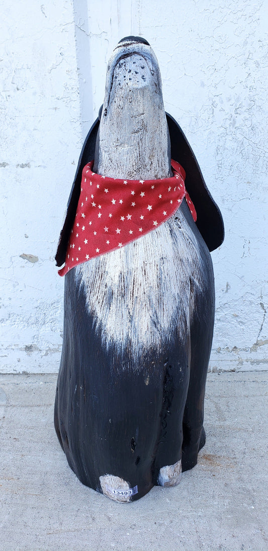 Black and White Folk Art Dog Figure