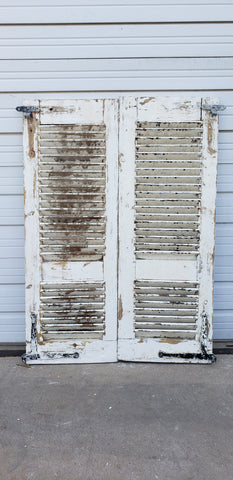 Pair of Small White Painted Shutters