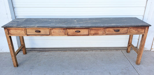 Wood Console Table with Black Top