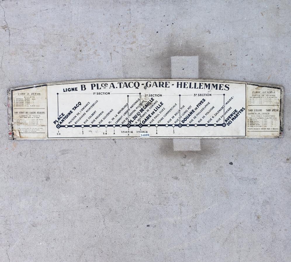 Double Sided French Metal Metro Station Sign - PLce a Taco Gare - Hellemmes