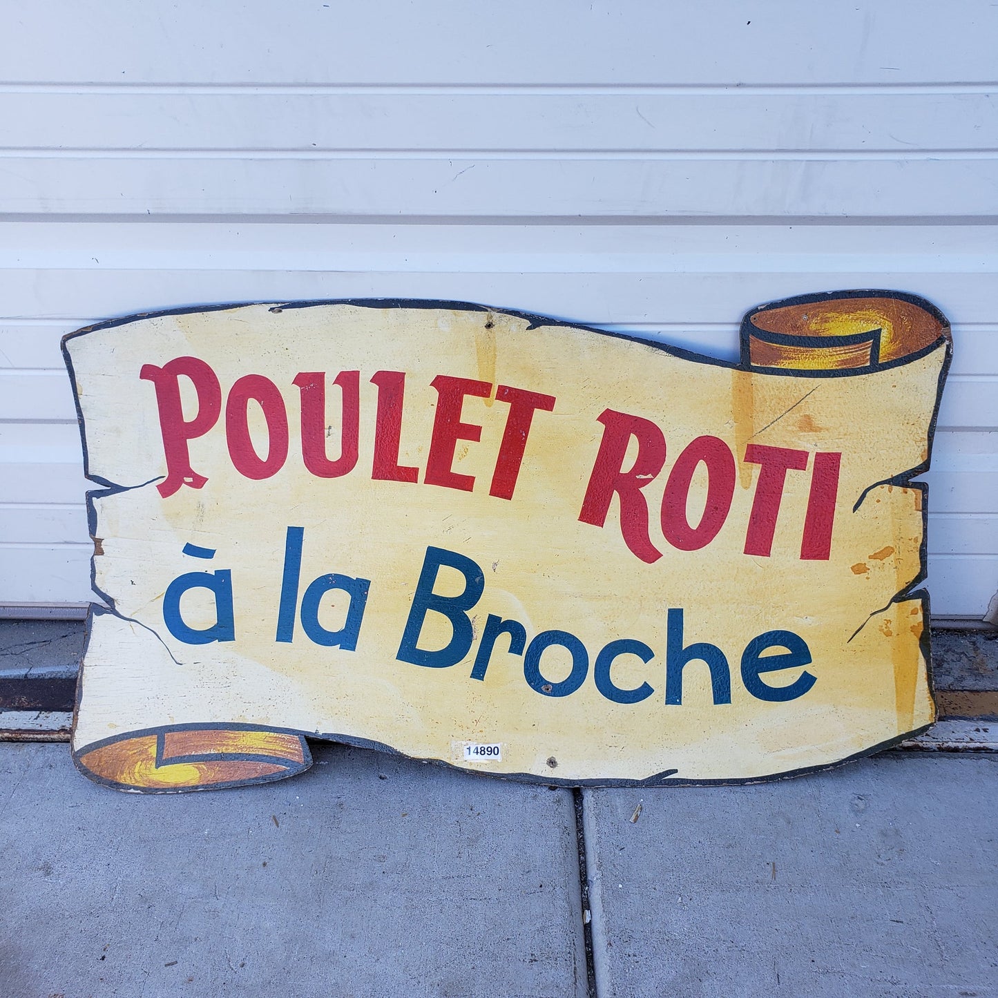 Double Sided Wooded Poulet Roti a la Broche / Saucisses Aux Choux Restaurant Sign