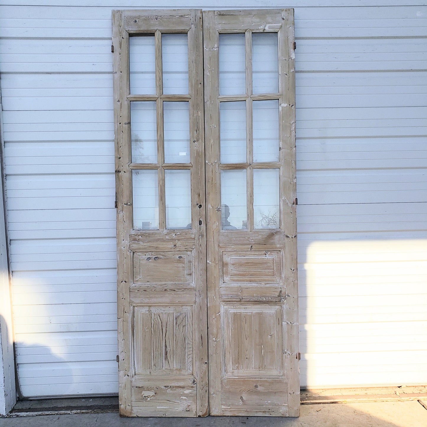 Pair of Washed Doors w/12 Panes