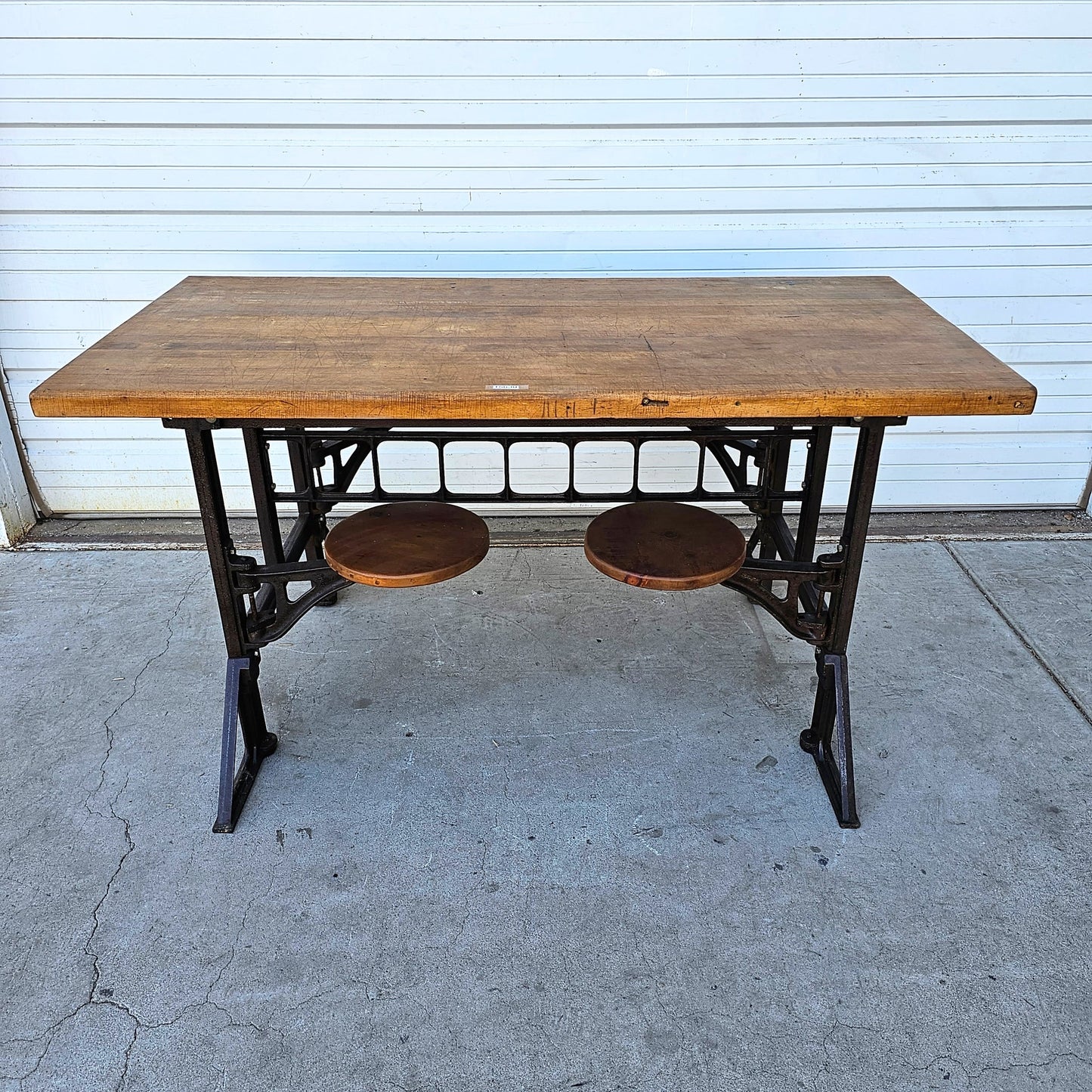 Industrial Table with Swing Seats