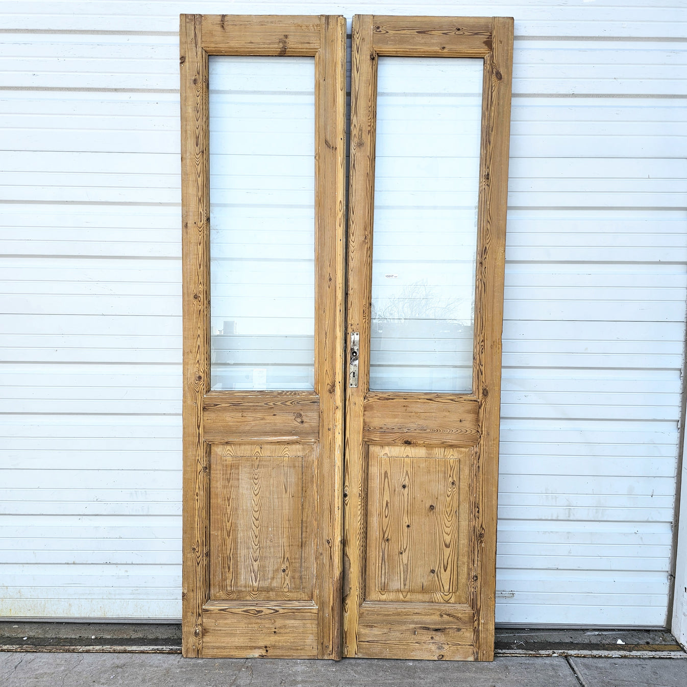 Pair of Wood French Doors with 2 Glass Lites