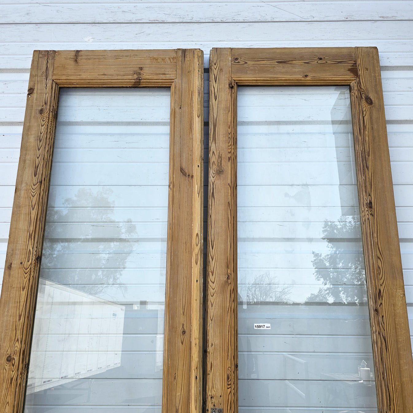 Pair of Wood French Doors with 2 Glass Lites